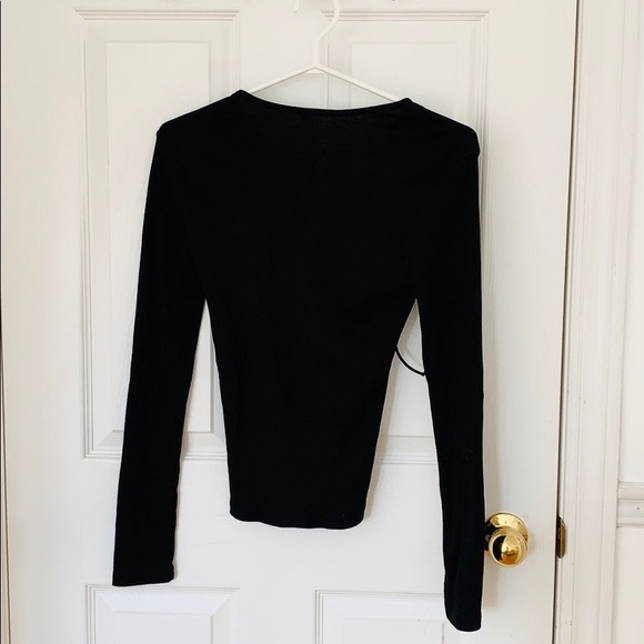 Black Criss Cross Long Sleeve Top - Picture 6 of 7